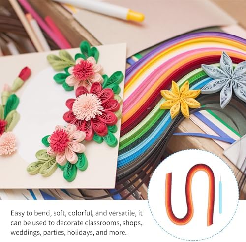 MECCANIXITY Paper Quilling Kit, 21.3 Inch 3mm Paper Quilling Strips with Blue Pen for Beginners DIY Hand Crafts Teaching Tools Flower Decoration(Red, Pack of 120) - Image 5