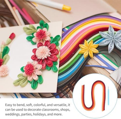 MECCANIXITY Paper Quilling Kit, 21.3 Inch 3mm Paper Quilling Strips with Blue Pen for Beginners DIY Hand Crafts Teaching Tools Flower Decoration(Red, Pack of 120) - Image 5