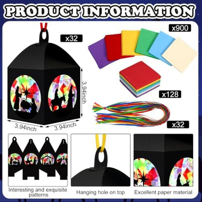 Maitys 32 Sets Christmas Nativity Paper Lantern Suncatcher Craft Kits - Image 2