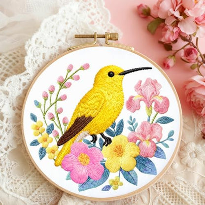 BEUNITONE 6 Set Hummingbird Starter Embroidery Kit with Pre-Stamped Pattern - Image 6