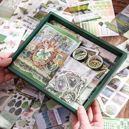 Vintage Floral Journal Supplies & Scrapbook Kit for Adults - Papers, Stickers, Ephemera for DIY Collage, Junk Journal and Art Projects-Green - Image 3