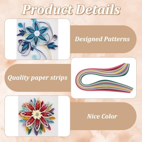 WEBEEDY 20 Sets Paper Quilling Kit for Adults Beginner DIY 5 Styles Flower Greeting Card Making Kit with Instruction Handmade Flower Quilling Card for Birthday,Wedding,Holiday,Mother's Day - Image 3