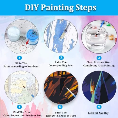 Artunion Framed Paint by Numbers Kit for Adults Beginners & Kids Ages 8-12,Magic Castle Paint by Number with Frame,Starry Night Paint by Numbers Kit on Canvas 10 * 10 Inch Without Easel - Image 6