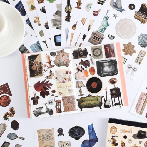 1000+ PCS Retro Vintage Sticker Book, Old Fashion Little Object Theme Aesthetic Stickers for Scrapbooking, Art Journaling, Junk Journal Supplies for Adults Teens Girls DIY Crafts Decorations - Image 6