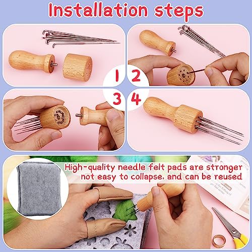 Mayboos Needle Felting Kit, 42 Colors Wool Roving Set - Image 4