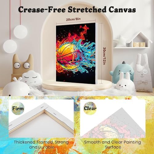 Ball Sports Paint by Numbers for Adults with Framed Canvas - Wooden Easel - Image 2