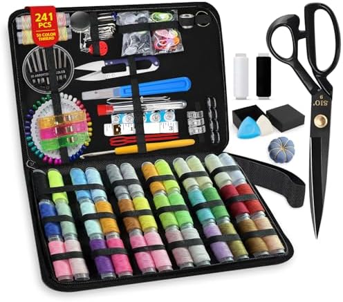 IOGOG Sewing Kit for Adults, 241 Pcs Complete Needle and Thread Kit with Heavy-Duty Fabric Scissors, 40XL Color Threads, Tailor Pens & Sewing Needles for Home Mending, Travel, Beginners by Unknown