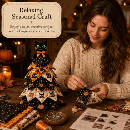 2026 New Christmas & Halloween DIY Quilted Fabric Tree Kit, 3D Layered Sewing Craft Set for Beginners, Christmas Tree Quilt Kit, Handmade Tabletop Holiday Decor, Gift for Craft Lover - Image 6