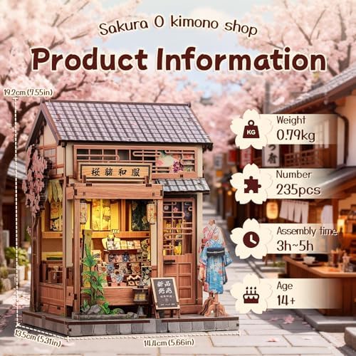 Fsolis Japanese Book Nook Kit Miniature Store, Sakura O Kimono Shop - Image 2