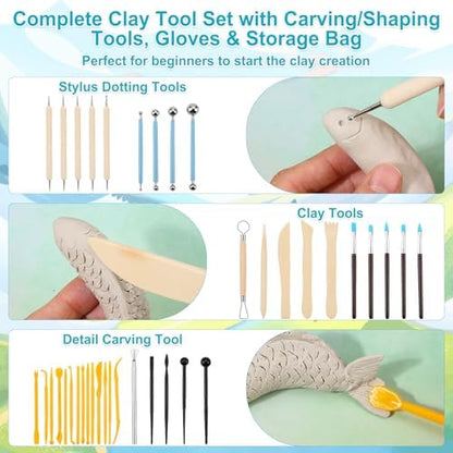 Lezmarket 200ml Air Dry Clay Glaze and 48 Pcs Clay Tools Kit, (Gloss) - Image 5