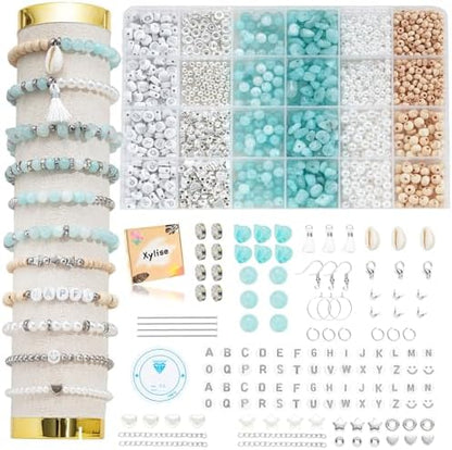 Xyliise Bracelet Making Kit Natürliche Perlen Set for Adults Beads for Bracelets Silver Jewelry Making Supplies DIY Jewelry Necklace Earrings (CZ006-Light Blue) by Unknown