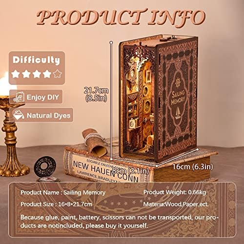 CUTEBEE Book Nook Kit, DIY Booknook Miniature House Tiny House 3D Wooden Puzzle Dollhouse Kit for Adults and Teens, Bookshelf Insert Decor, DIY Craft Gift Model Build - Image 4