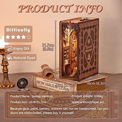 CUTEBEE Book Nook Kit, DIY Booknook Miniature House Tiny House 3D Wooden Puzzle Dollhouse Kit for Adults and Teens, Bookshelf Insert Decor, DIY Craft Gift Model Build - Image 4