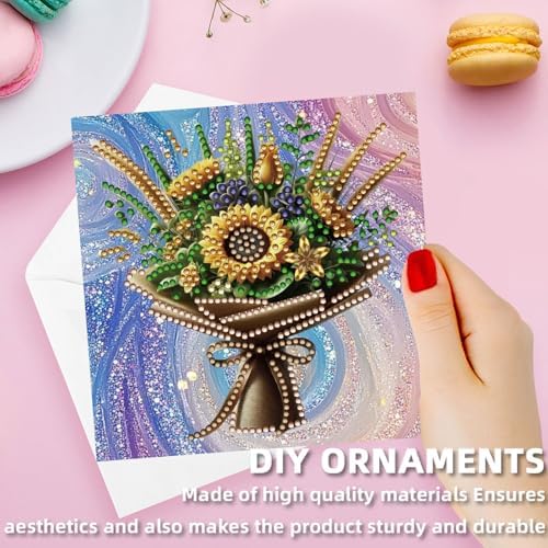 12 Packs Diamond Painting Greeting Card Kit Diamond Art Greeting Cards Special Shaped Diamond Painting Greeting Card Arts Crafts for Christmas Birthday Thanksgiving Day Holiday (Sunflower) - Image 7