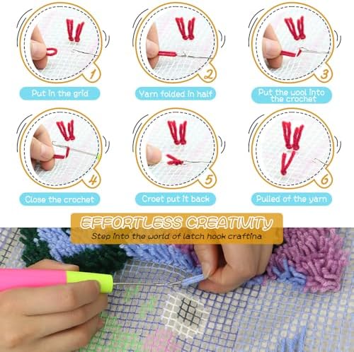 Yjunue Latch Hook Rug Kit for Adults DIY Crochet Yarn Kits with Color Printed Canvas Fox Pattern Rug Making Craft Embroidery Tapestry Set Home Decor Festival Gift 20''X14'' - Image 4