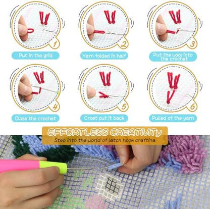 Yjunue Latch Hook Rug Kit for Adults DIY Crochet Yarn Kits with Color Printed Canvas Fox Pattern Rug Making Craft Embroidery Tapestry Set Home Decor Festival Gift 20''X14'' - Image 4
