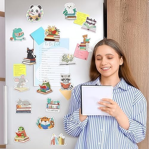30 Pcs Book Diamond Painting Magnets Kits Diamond Art Fridge Magnet Refrigerator Sticker Diamond Painting kit for Beginners Adults DIY Art Craft Gifts Home Decors - Image 4