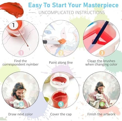 Jesus Paint by Numbers Kit for Adults Framed Canvas 12X16 in, Frameworkless - Image 7