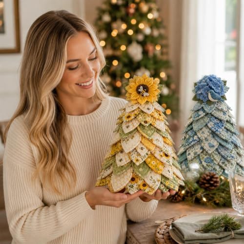 DIY Quilted Christmas Tree Kit, 3D Fabric Patchwork Craft Set for Adults & Beginners, Handmade Holiday Sewing & Tabletop Decor Project, Creative Crafting Gift Box (#Y) - Image 6