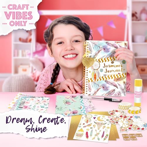 Good Vibes Journal DIY Set by Craft Vibes Only – Personalized Diary - Custom Journals for Girls - Creative Writing Scrapbook Kit - Customize Your Notebook - Pen Included! - Ages 8 & Up - Image 6