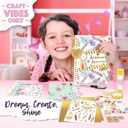 Good Vibes Journal DIY Set by Craft Vibes Only – Personalized Diary - Custom Journals for Girls - Creative Writing Scrapbook Kit - Customize Your Notebook - Pen Included! - Ages 8 & Up - Image 6