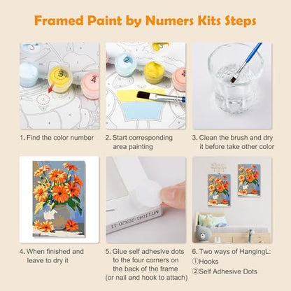 MOGTAA Paint by Numbers Kit for Adults with Frame, Flowers in Vase Paint by Number Canvas, Flowers Scenery Paint by Numbers with Easel, DIY Oil Painting Kit for Home Wall Decor 8 x 12 Inch - Image 6
