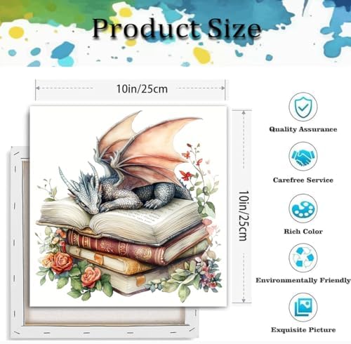Paint by Numbers Kit for Adults-Dragon,Book DIY Paint by Number 10x10 Inch - Image 4