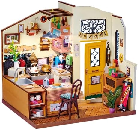 Rowood Miniature House Kit,DIY Miniature Dollhouse Kit for Adults,Wooden Table Collection Model Kits to Build,Birthday for Adult(Homey Kitchen) by RowoodAssembleArtDecorateLife