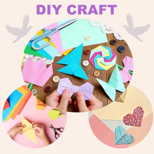 DMiotech 100 Sheets 7.9x7.9 Inch Origami Paper Large, 7 Colors Purple Square Origami Paper Easy Fold Double Sided Colored Paper for DIY Arts and Crafts - Image 3