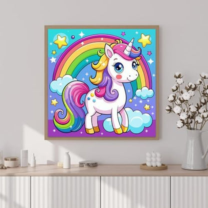Artunion Framed Paint by Numbers Kit for Adults Beginners & Kids Ages 8-12,Rainbow Horse Paint by Number with Frame,Cute Animal Paint by Numbers Kit on Canvas 10 * 10 Inch Without Easel - Image 2