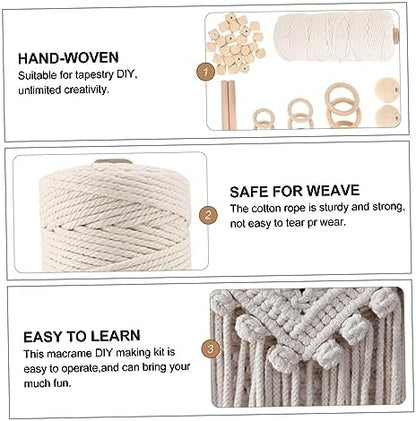 TOPPERFUN 1set Macrame Kit for Beginners Complete Macrame Tapestry Craft Kit Cotton Rope Beads and for Home Wall Art Decoration - Image 4