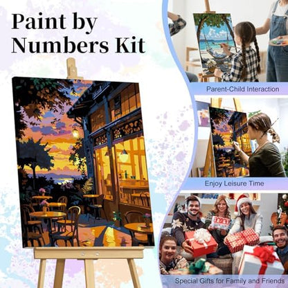 Paint by Numbers Kit for Adults, Sunset Café Number Painting Canvas Kit - Image 7