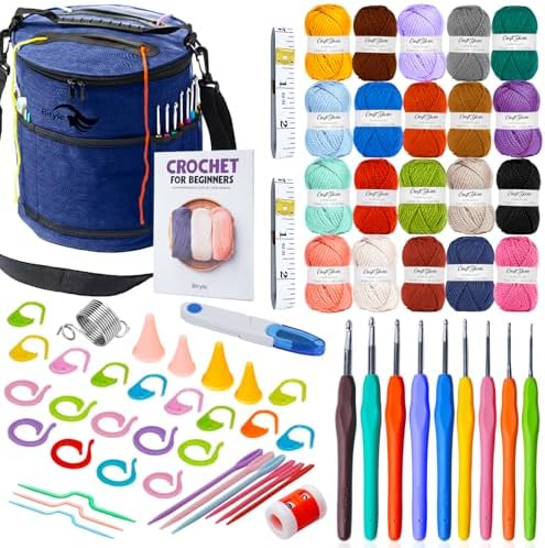 Crochet Kit for Beginners Adults & Kids | 69-Piece Complete Crochet Starter Kit 20 Yarn Colors 1120 Yards 9 Ergonomic Hooks | Learn to Crochet with Easy Step-by-Step Guide – Crocheting Supplies & Gift by Unknown