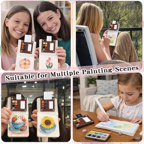 Travel Watercolor Paint Set - Pocket 8-Color Mini Paint Kit with Sketch Pad - Image 6