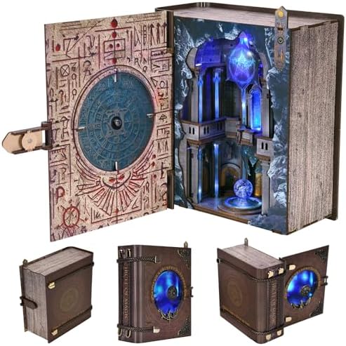 MiniCity Book Nook Kit, DIY Miniature Dollhouse Kit for Adults, Booknook Bookshelf Insert Decor 3D Wooden Puzzle with LED Light Unique Gift for Fantasy Lovers (Circle of Magic) by MiniCity
