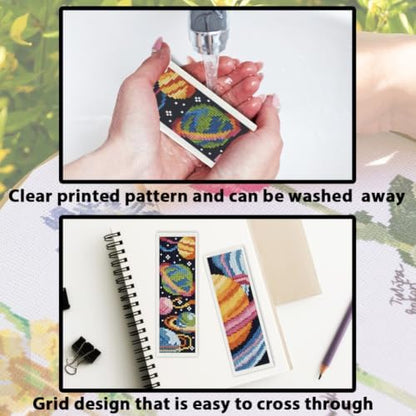 ACRNIGHEET 6PCS Cross Stitch Bookmark Kit for Beginner Stamped Cross Stitch Kits for Adults Planet DIY Tassel Embroidery Bookmark Kits Needlepoint Kit with Instructions Craft Gift 8.5''x3'' 11CT - Image 3