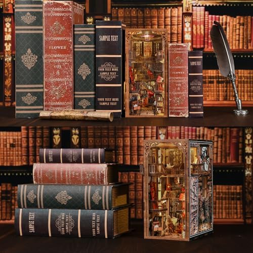 MiniCity Book Nook Kit for Adult, Wooden Miniature House with Dust Cover - Image 6