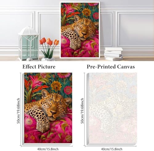 KYOQFVN Leopard Paint by Numbers Kit for Adults - Easy Paint by Number Kits for Beginners, DIY Acrylic Painting on Canvas for Home Wall Art Decor 16x20 Inch - Image 2