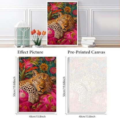KYOQFVN Leopard Paint by Numbers Kit for Adults - Easy Paint by Number Kits for Beginners, DIY Acrylic Painting on Canvas for Home Wall Art Decor 16x20 Inch - Image 2