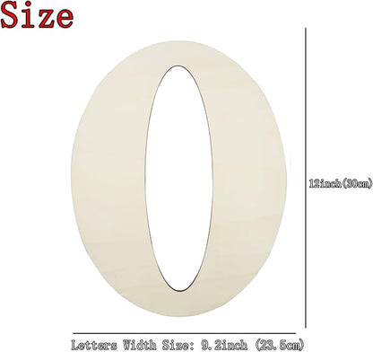 12 Inch Unfinished Wooden Letters, 1/8 Inch Thick Large Blank Wooden Alphabet Handmade Painting Sign Boards for DIY Birthday Wedding Graduate Party Decor Props - O