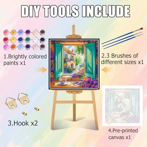 Ycydilirab Landscape Paint by Number Adult - Paint by Numbers Kits for Adults,Canvas Paint by Numbers for Adults,Drawing Colorful Paintworks Artwork for Adult Home Wall Decoration and Gifts16x16inch - Image 5