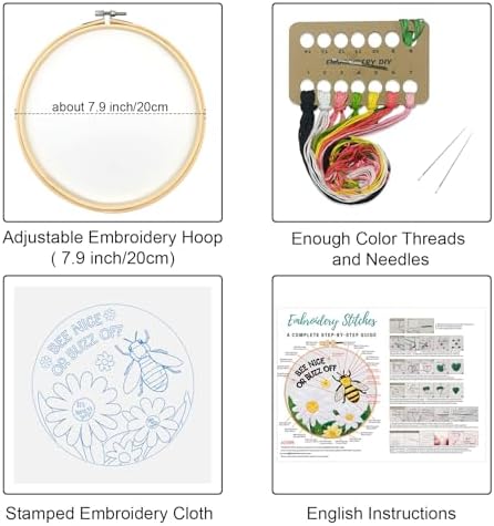 Louise Maelys Bee Embroidery Kit Funny Daisy Quote DIY Craft - Image 2