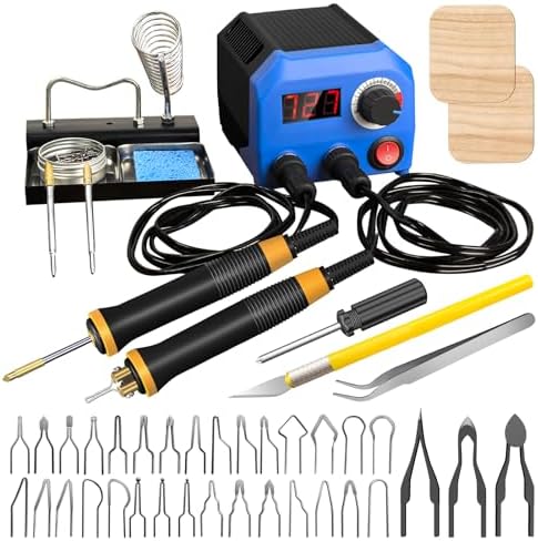 LH55-T2-NS2 Wood Burner kit offers adjustable temperature control ranging from 200℃ to 750℃,Wood Burning kit with 2 Detachable Wood Burning Tool Pens, 36 Wood burner Tips,professional wood burning kit by FIRElood
