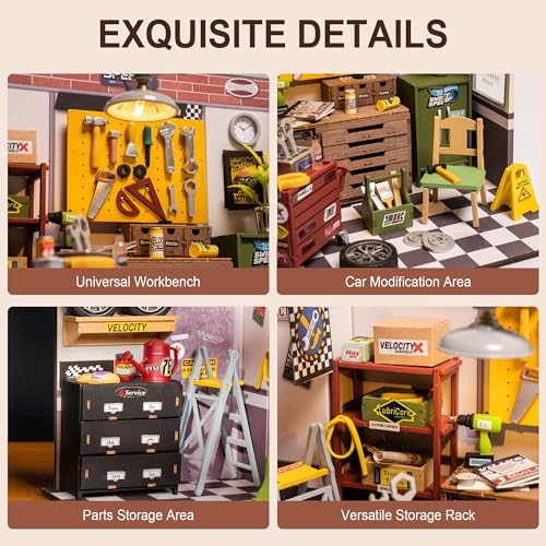 ROBOTIME Miniature House Kit DIY Mini Garage Workshop Tiny Model House Building Kit with LED Decorative Craft for Adults Hobby Gift - Image 2