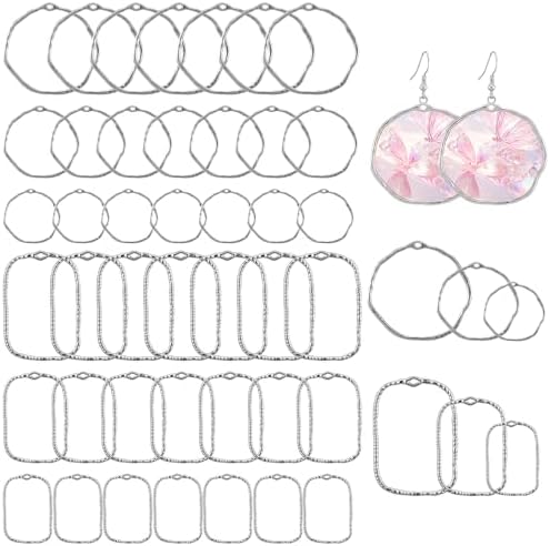 48 Pcs Alloy Open Back Bezel Pendants, 6 Styles Hollow Frame Pendants Ring for Resin Jewelry Making by Unknown