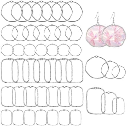 48 Pcs Alloy Open Back Bezel Pendants, 6 Styles Hollow Frame Pendants Ring for Resin Jewelry Making by Unknown