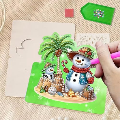6 pack 3D Christmas Diamond Painting Greeting Cards Kit, Diamond Art Birthday Cards with Envelopes,DIY Thank You Card Making Craft for Adults,Handmade Greeting Card Supplies Gift Idea (Christmas) - Image 3