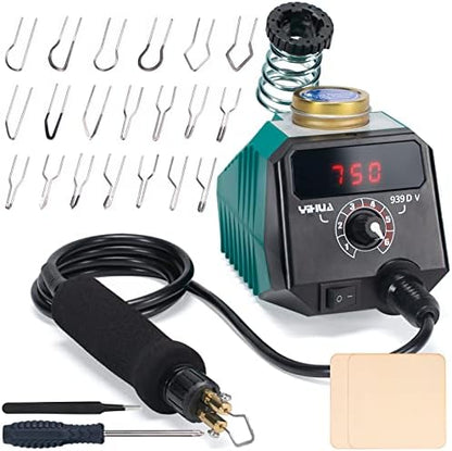 YIHUA 939D-V Wood Burning Kit with Digital Display with 20 Wire Nibs, Detachable Wood Burning Pen, 2 Wood Pieces, Tweezers used as Wood Burning Tool by YIHUA
