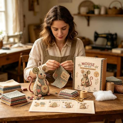 Sewing Project Kits with Fabric - Handmade Mouse Ornament - Image 2
