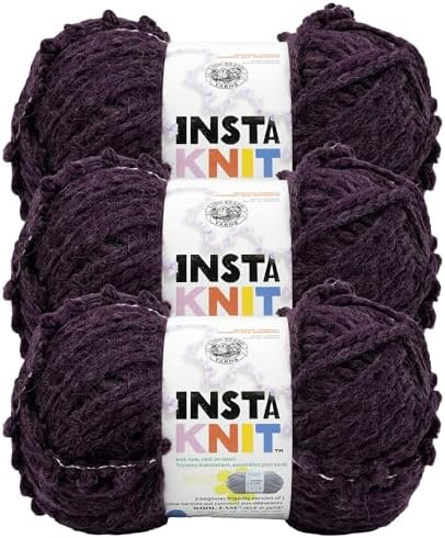 Lion Brand Yarn, InstaKnit Beginner Yarn, Plum Luck, Purple, 3 Pack by LionBrandYarn
